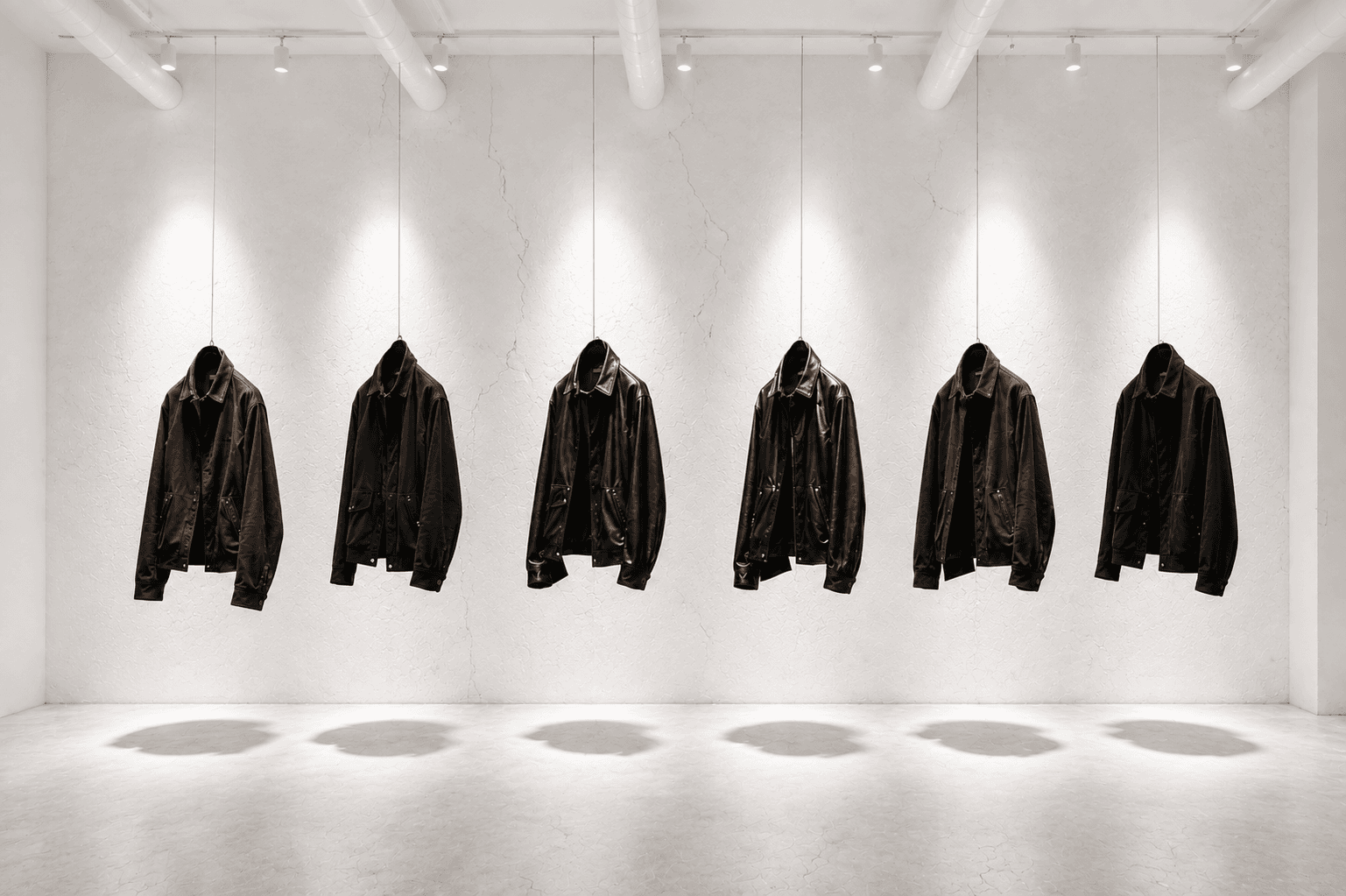Leather jackets in the atelier